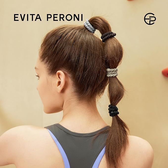 EVITA PERONI Hair Ties 12 Pcs Set, High Elastic Ponytail Holders, Hair Ties No Damage for Thick Curly Hair Women Men, Mothers Day Gifts (Black)