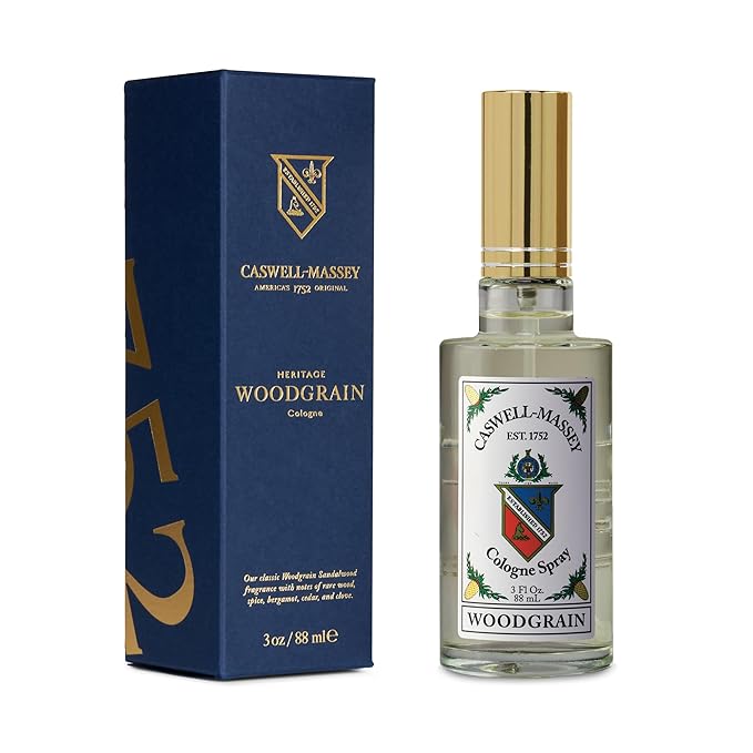 Caswell-Massey Woodgrain Sandalwood Gold Cap Cologne, Richly Sensual Santalum Album Men’s Cologne with Cedary and Hints of Citrusy Musk, 3 Fl Oz