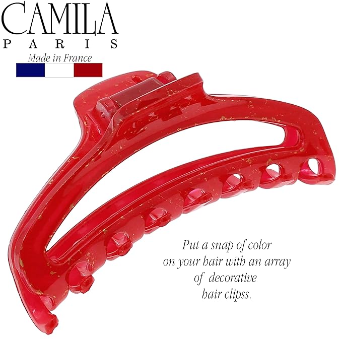 Camila Paris CP3224 French Hair Clip for Women, Small Narrow, Open, Girls Hair Claw Clips Jaw Fashion Durable and Styling Hair Accessories for Women, Strong Hold No Slip Grip, Made in France