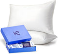 Kickoff Viscose Bamboo Pillowcase, Queen, Set of 2, 100% Organic Hidden Zippered Viscose Bamboo Pillow Case Queen Size, Cooling Pillow Cover for Hot Sleepers (20"x30", Snow White)