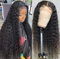 Deep Wave 13X6 HD Lace Front Wigs Human Hair Pre Plucked Brazilian Virgin Deep Curly Wigs with Baby Hair for Black Women Natural Black Color 200% Density 20 Inch