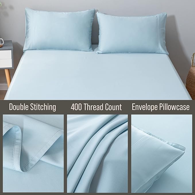 Bella Coterie | Luxury Bamboo Viscose Standard Size Pillowcase Set | 100% Organically Grown | Ultra Soft | Cooling | 2 Pcs [Coastal Blue]