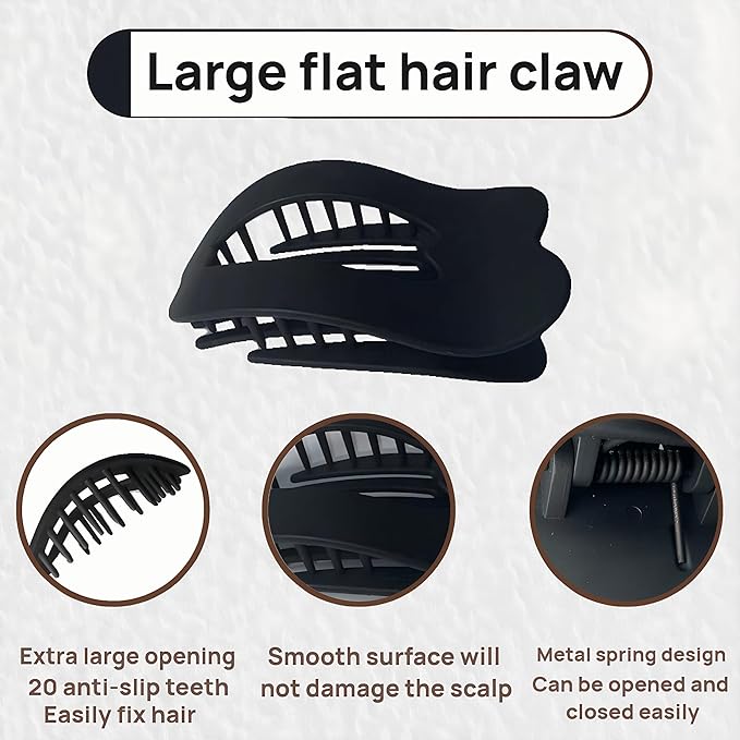 Women Flat Hair Claw Clips,Duckbill Shaped Hair Clips, Large Matte Non-Slip Hair Clips 8-Pack,Suitable for Thick Hair, Women Hair Accessories,Hair Styling Accessories