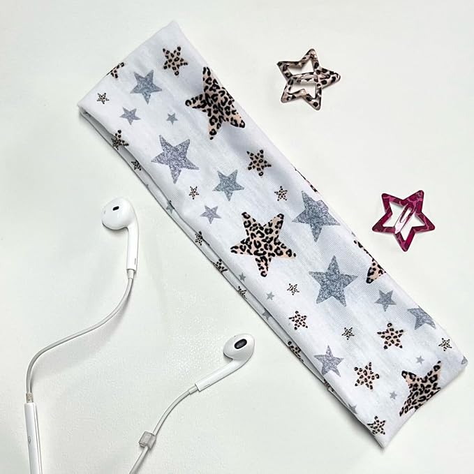 TERSE Leopard Headbands for Women Y2K Accessories: Trendy Women Head Bands with Cute Bow Star Cheetah Print, Stretchy Hair Bands 6PCS