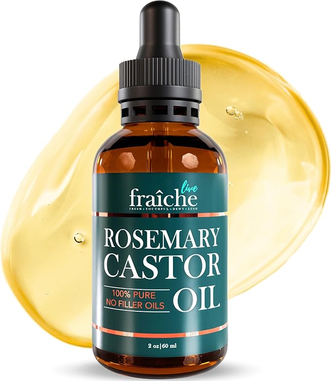 Live Fraiche Rosemary Oil for Hair Growth (2oz) with Cold Pressed Castor Oil Natural Hair Growth Oil - Rosemary and Growth for Hair Castor Oil -Strengthening Hair Oil for Damaged Hair and Hair Loss