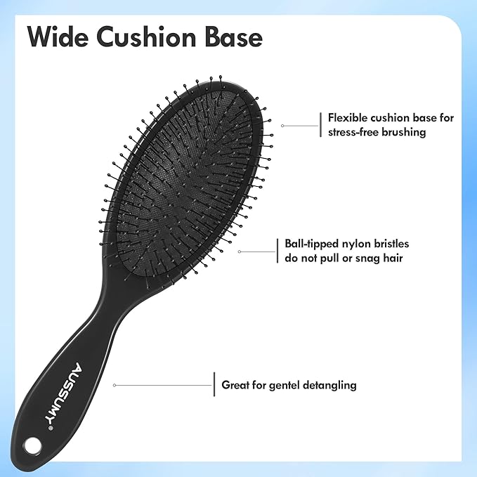 Air Cushion Detangling Hair Brush - 4 Pack Detangler Hairbrush with Ultra Soft Bristles for Effortless Tangle Removal - For Wet Dry Damaged Curly Hair for Women Men Boys Girls Kids - Blue