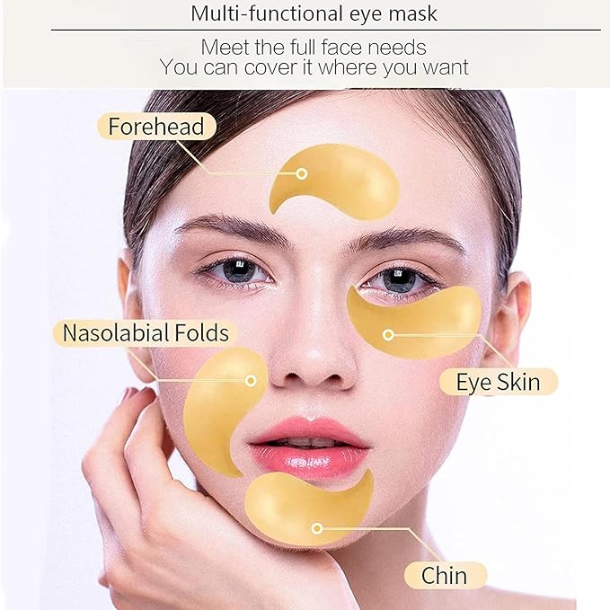 Under Eye Patches, 24K Gold Collagen Eye Mask for Puffy Eyes and Dark Circles Treatment, Under Eye Mask for Bags and Wrinkles, Eye Skin Care Pads for Beauty & Personal Care (60Pcs)