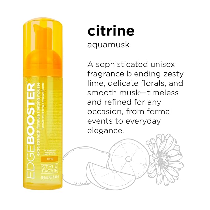 Style Factor EDGE BOOSTER Extra Strength Setting Mousse Travel Size – Frizz Control, Extra Volume, and Conditioning – 2.5oz Citrine Mousse for Curly Hair
