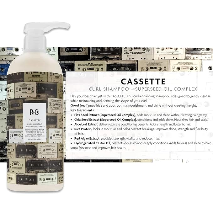 R+Co Cassette Curl Shampoo & Conditioner Set + Superseed Oil Complex | Defines Curls, Tames Frizz & Adds Shine | Vegan + Cruelty-Free | 33.8oz (Pack of 2)