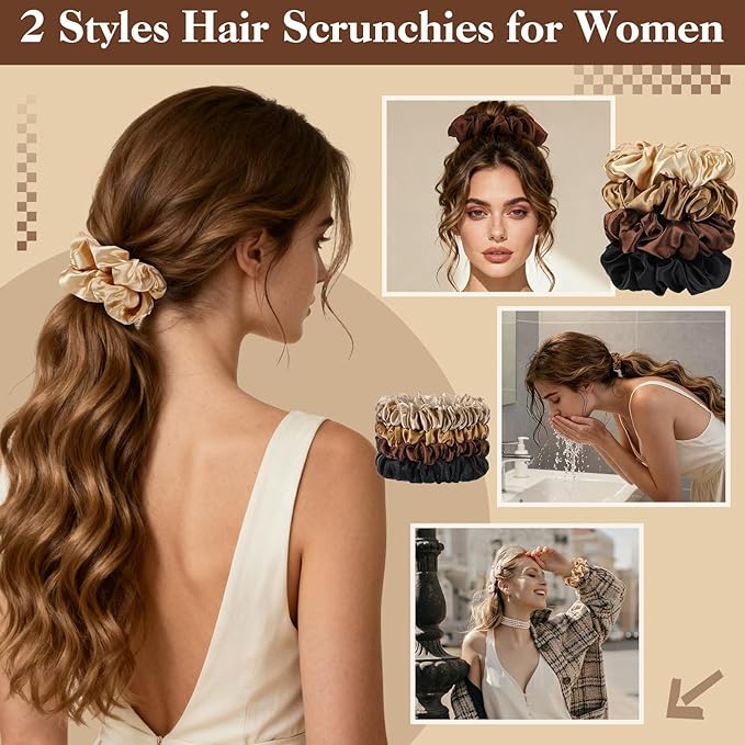 Hair Accessories Kit for Women, 27 PCS Set Included Hair Scrunchies, Claw Clips, Bow Clips, Hair Brush and Headband Hair Gift for Women (Neutral Color)