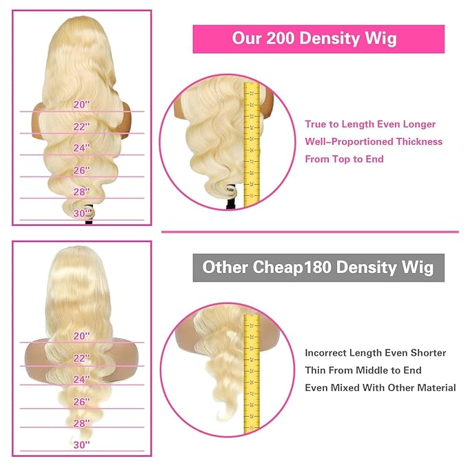 613 Lace Front Wig Human Hair 200 Density Full & Thick 13x6 HD Transparent Lace Body Wave 613 HD Lace Frontal Wig Pre Plucked With Baby Hair Blonde Wigs for women 34 Inch