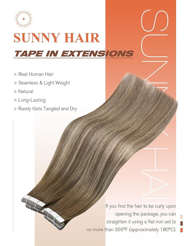 Sunny Hair Tape in Hair Extensions Human Hair 12 Inch Hair Extensions Real Human Hair Tape in Extensions for Women Cool Brown to Light Brown Balayage Blonde Invisible Remy Hair Skin Weft 20Pcs 30g