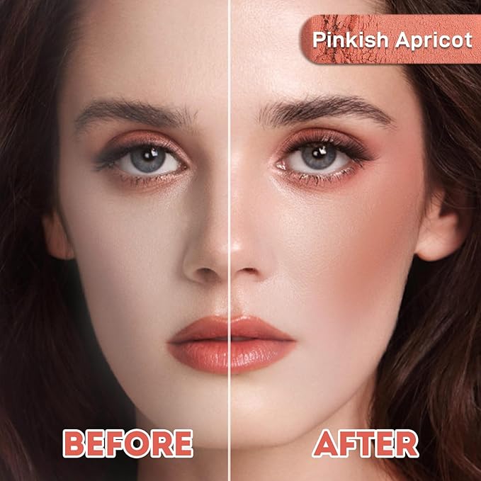 Face Blush for Cheeks Waterproof Smooth Creamy Formula, Matte Finish Buildable Lightweight Cream Blush Balm Create a Natural, Long Lasting Makeup Brightens Facial Radiance (Pinkish Apricot)