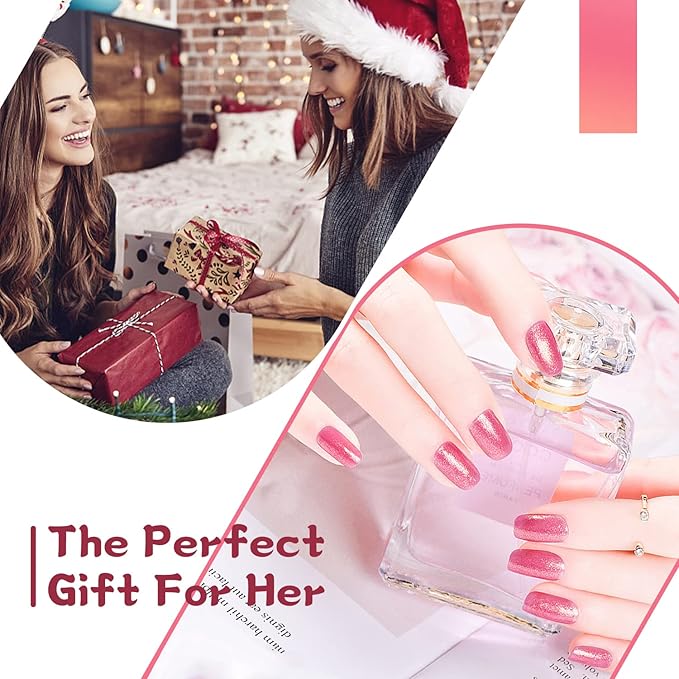 JODSONE Gel Nail Polish Starter Set Ribbon Glitter Summer Light Winter Dark Glossy 36-Piece Multi-color Gel Nail Polish Set