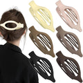 Obeoby 6 PCS Flat Hair Clips for Women, French Flat Claw Clips Large Medium Hair Barrettes Accessories Stocking Stuffers Christmas Gifts (Neutral)