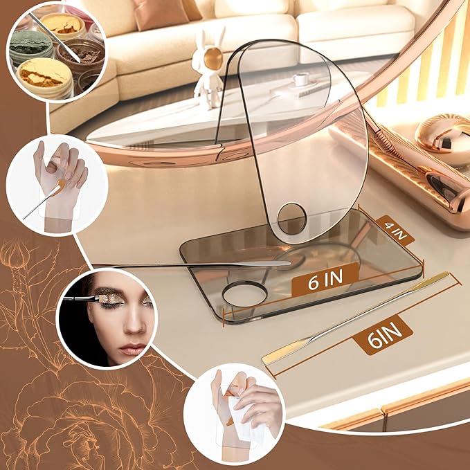 Acrylic Cosmetic Makeup Palette, 4 In 2 Set Makeup Mixing Palette with Spatula, Makeup Palette for Foundation, Makeup Mixing Tray, Foundation Mixing Palette, Makeup Palette Mixing Tray, Paint Palettes