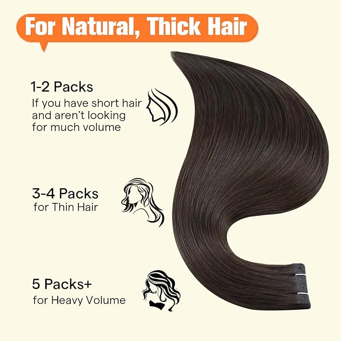 Full Shine Human Hair Tape in Extensions 18Inch 20PCS Color Dark Brown 50G Brown Hair Extensions Tape Extensions Human Hair Versatile As Tape in Straight No Glue No Clips Soft Remy Holed