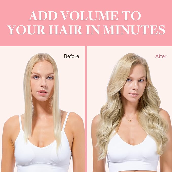 GOO GOO Clip in Hair Extensions Real Human Hair, Remy Human Hair Extensions Clip ins for Women, Natural Human Hair, 22inch 120g 7Pcs, 60A Platinum Blonde
