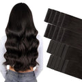 GOO GOO Invisi Edge Tape in Hair Extensions Human Hair, 2 Dark Brown 10pcs injected with 10pcs classical tape ins, 16inch 50g, Virgin Remy Hair, Natural Look