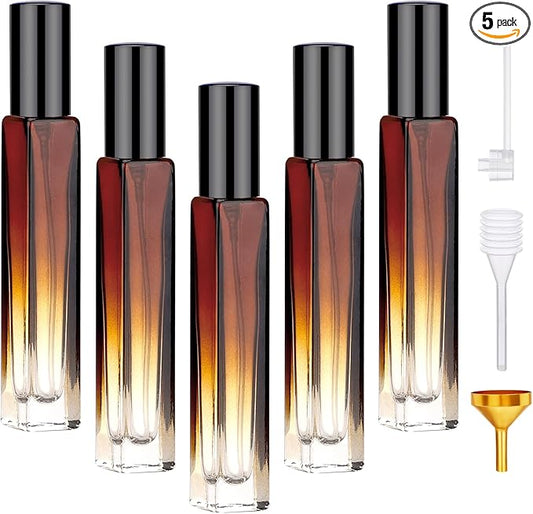 Segbeauty 10ML Travel Cologne Sprayer, 5 Packs Refillable Atomizer Spray Bottle for Perfume, Empty Mini Glass Perfume Bottle Fine Mist Dispenser, Portable Leak-proof Sample Bottles for Travel Outgoing