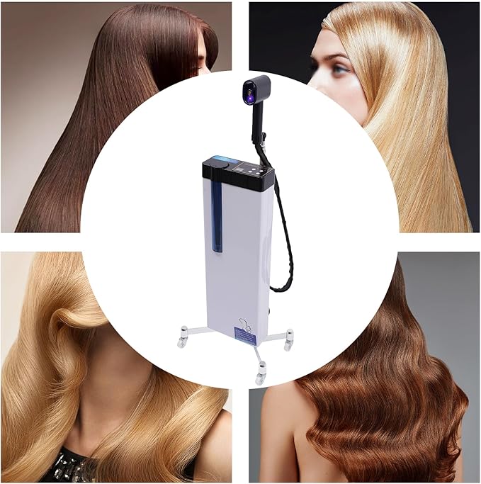 1300W Nano Hair Steamer, 3-in-1 Professional Multifunctional Negative Ions Hair Steamer Machine with Intelligent Control ＆ Pulleys for Hair Care Hair Repair Salon Spa Equipment (White)