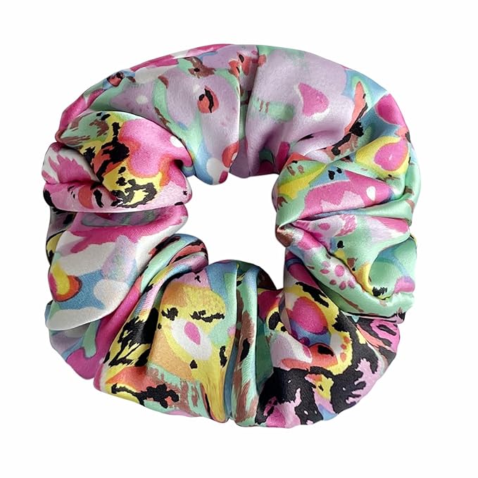 Suncdelv Silk,100% Silk Scrunchies for Hair,22 Momme Hair Ties for Anti-Crease & Breakage,Natural Women Hair Accessories，Fashion Hairbands 3PCS （watercolour）