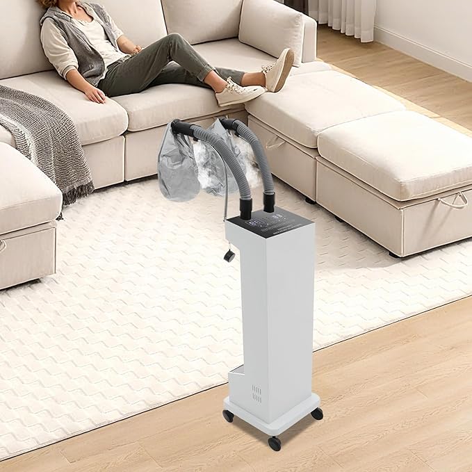 Professional Nano Hair Steamer, Multi-Function Micro-Mist Hair Steamer with Universal Wheel 2 Vaporizing Caps for Deep Care Hair Repair Salon Spa (White)
