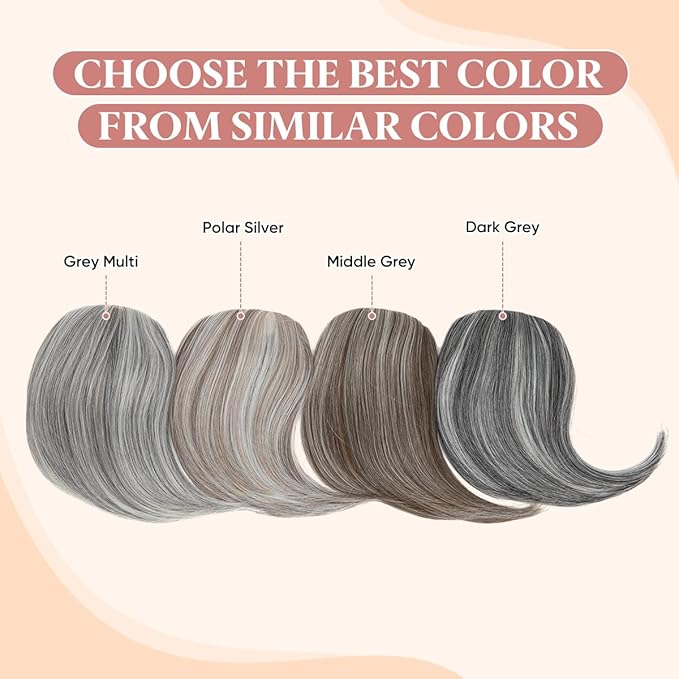 SARLA Clip in Side Bangs Extension Straight Synthetic Fake Bangs One Piece for Women Middle Grey