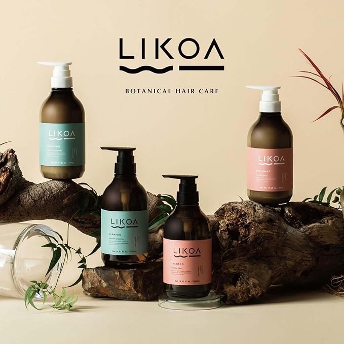 LIKOA, Smooth and Neutral Treatment, Vegan, Halal, Lightweight Moisture for Fine, Dry, or Tangle-Prone Hair, Botanical Hair Care, White Floral Scent, Made in Japan, 500g, 17.64oz