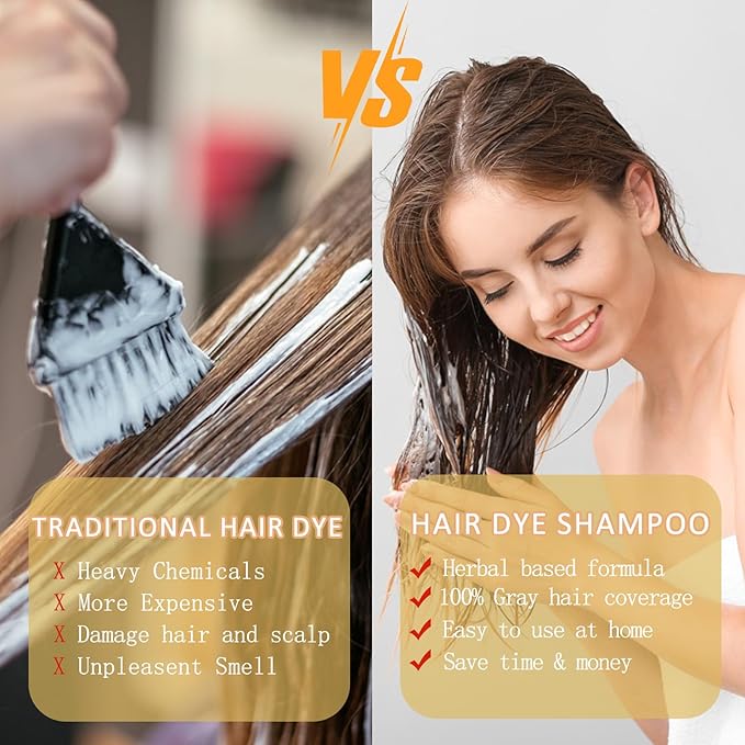 Blonde Brown Hair Dye Shampoo 3 in 1, Natural Hair Color Shampoo for 100% Gray Coverage, Brown Hair Colors in 10-15 mins, 16.9 Fl Oz (Blonde brown), Paraben Free, Hypoallergenic