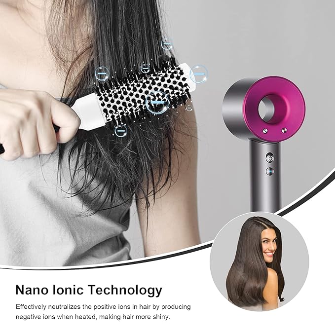 Round Brush For Blow Drying, Nano Tech Thermal Ceramic Ionic, Ball Tip Round Barrel Hair Brushes For Styling, 2 Clips and 1 Comb Included (2.54 inch with Bristles & Barrel 1.3 inch)…