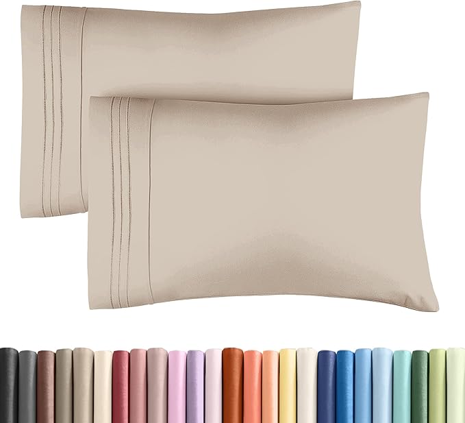 Queen Pillow Cases Set of 2 - Ultra Soft Hotel Quality Pillowcase Covers - Comfy, Cozy & Wrinkle Free - Shrinkage, Stain and Fade Resistant - Machine Washable Pillow Protectors - 2 Piece Set - Wheat