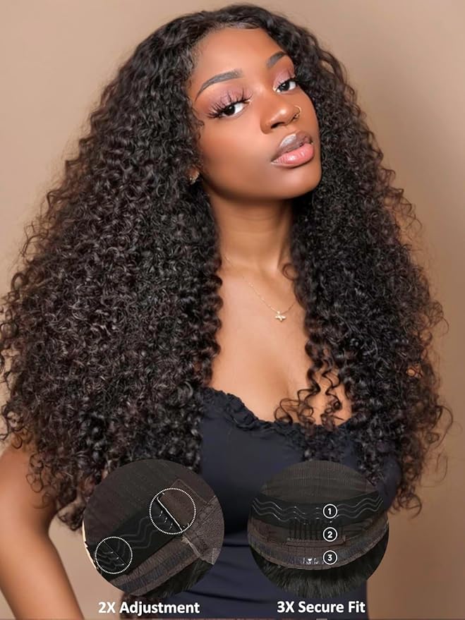 Julia Hair Bye Bye Knots Glueless Wig Curly Pre Cut Lace Front Wigs Human Hair for Women 12A Upgrade 7x5 Lace Closure Wig Pre Plucked with Pre Bleached Knots Put on and Go Natural Color 18 Inch