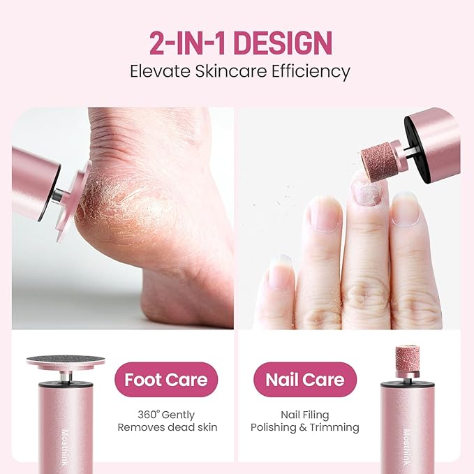 Electric Foot Callus Remover, 2 in 1 | 6 Speed Adjustable Foot File Nail Grinder with Sandpaper Disks, Professional Sander Pedicure Tool for Feet Dead Skin, Self Care Gifts for Women Mom Lover Friends