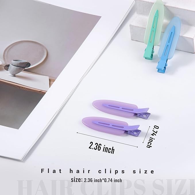10 Pcs Creaseless No Crease No Bend Flat Hair Clips For Styling Non Slip Makeup Clips For Women Salon Hairstyle,Jelly White Green Neon-Green Blue Purple