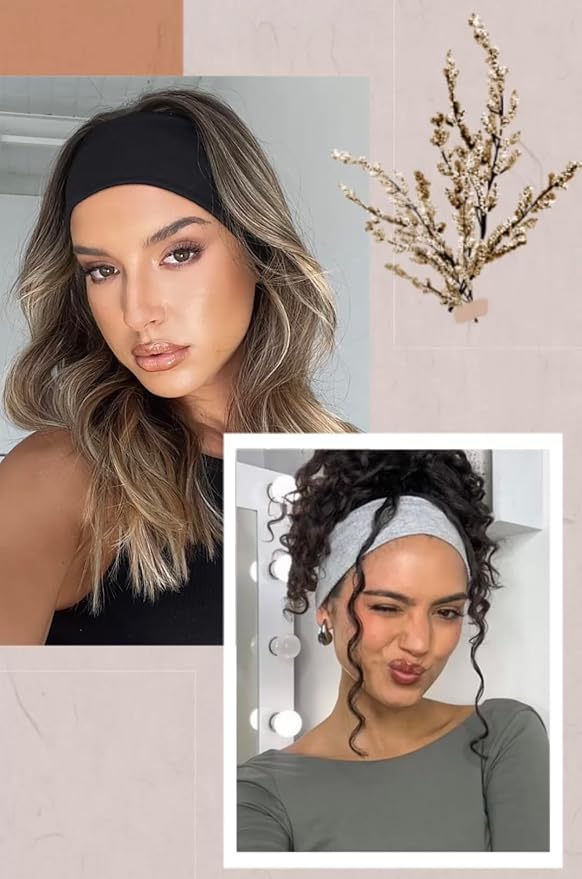 Huachi Non Slip Headbands for Women - Wide, Fashionable Elastic Headbands for Short Hair - Workout, Yoga, Sports, Exercise, Sweatbands, Summer Hair Accessories