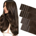 GOO GOO Invisi edge Tape in Hair Extensions Human Hair, 4A Chocolate Brown10pcs injected with 10pcs classical tape ins, 16inch 50g, Virgin Human Hair Tape ins