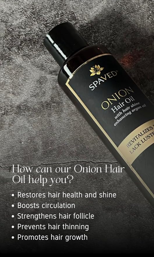 Onion Hair Oil with Rosemary & Argan – Natural Hair Oil for Hair Growth, Dandruff & Itchy Scalp – Vitamin E, Jojoba Oil – Sulfate-Free, Paraben-Free