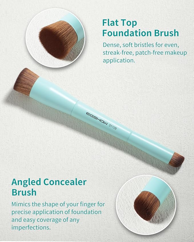 EIGSHOW Foundation and Concealer Brush, Dual Ended Makeup Brush For Flawless Foundation Coverage, Under Eye Concealer, Vegan & Cruelty-free (D110B)