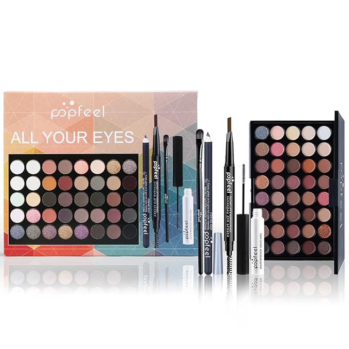All in One Makeup Kits for Women Girls Holiday Make-up Gift Sets Xmas Essential Bundle Include Eyeshadow Palette Lipstick Blush Concealer Eyeliner Mascara Foundation Brush Eyebrow Pencil
