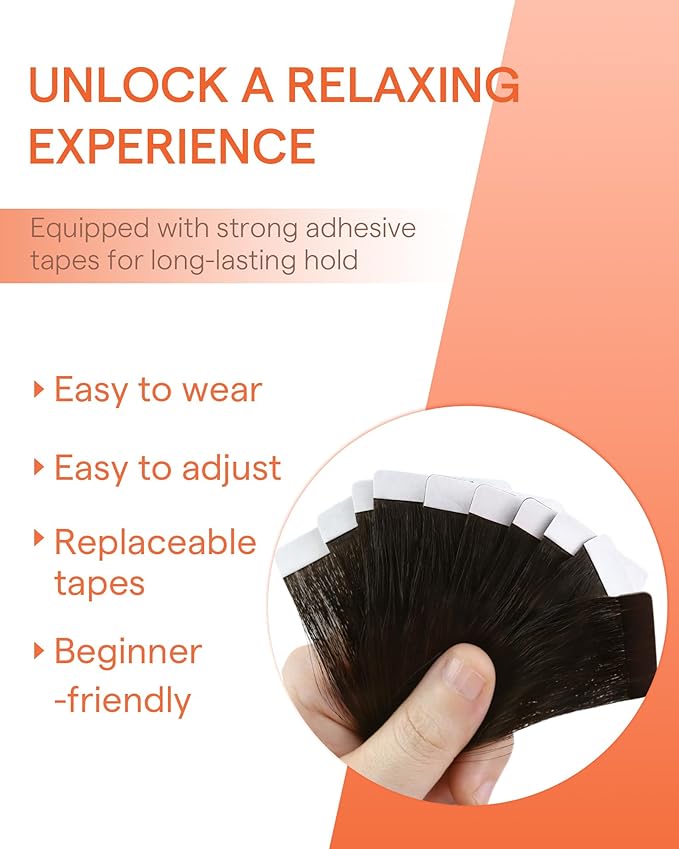 Sunny Hair Tape in Hair Extensions Real Human Hair Invisible Remy Hair Extensions Tape ins for Women Natural Black Ombre Dark Brown Balayage Ash Blonde 12 inch 20G