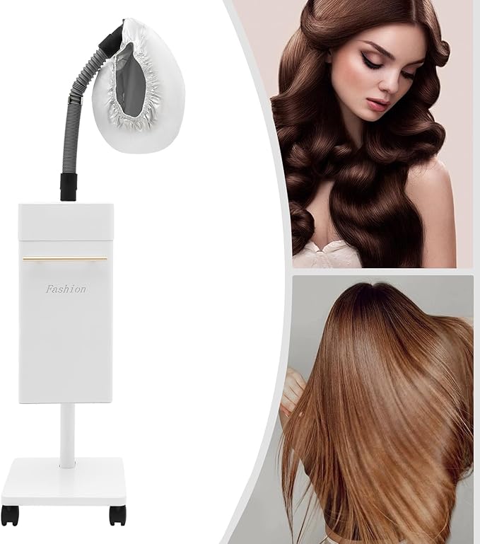 Nano Hair Steamer, Multi-Function Micro-Mist Hair Steamer, Hair Color Processor with Universal Wheel for Deep Care Hair Repair Salon Spa (W-hite)
