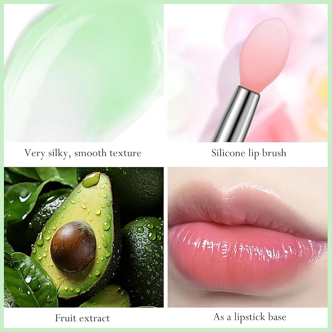 2Pc Jelly Lip Mask Overnight,Fruity Avocado Lip Sleeping Mask Day Night Repair Kawaii Lip Balm Hydrate Plump Dry Lip Scrubs Exfoliator,Lip Care Lip Moisturizer with Collagen-Avocado