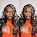 FB/27 Balayage Highlight Lace Front Wig Human Hair 13x6 HD Lace Front Wigs Human Hair Body Wave Wig 180% Density Glueless Wig for Black Women Colored Wigs Human Hair 18 Inch Highlight Wig