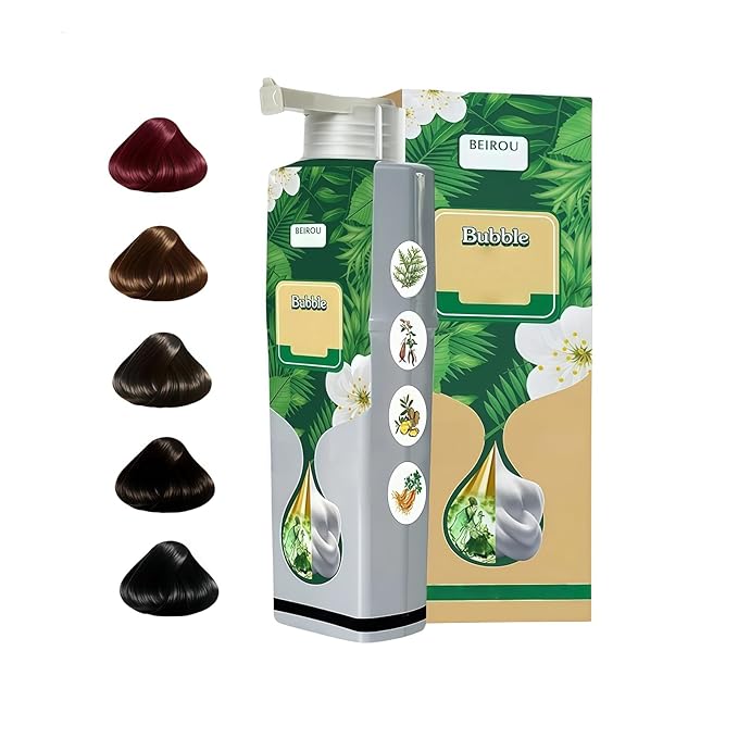 200 ML Bubble Hair Dye, Natural Plant Extract Non Damage Hair Dye for Grey Hair (Natural Black)