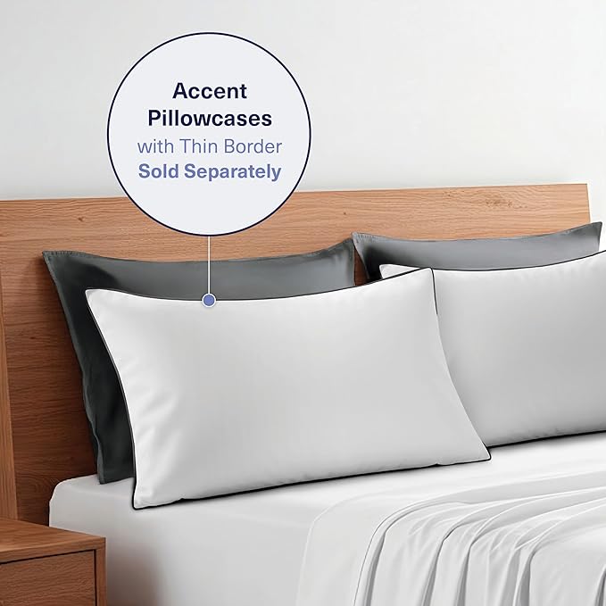 Kickoff Viscose Bamboo Pillowcase, Queen, Set of 2, 100% Organic Hidden Zippered Viscose Bamboo Pillow Case Queen Size, Cooling Pillow Cover for Hot Sleepers (20"x30", Pewter)