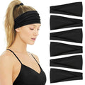 Huachi Black Buttery Soft Headbands - Athletic Hair Bands for Women's Workout, Yoga, and Exercise
