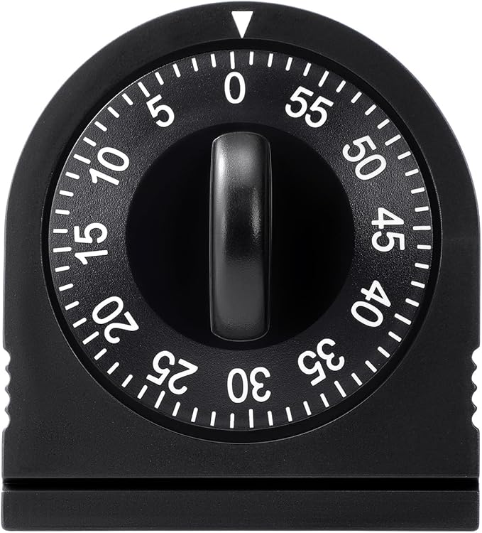 Kitchen Timers for Cooking, 60 Minute Wind Up - Chef Cooking Timer with Loud Alarm,100% Mechanical Desk Timer -No Batteries Required - Manual Countdown timers for Home, Study and Cooking (Black)