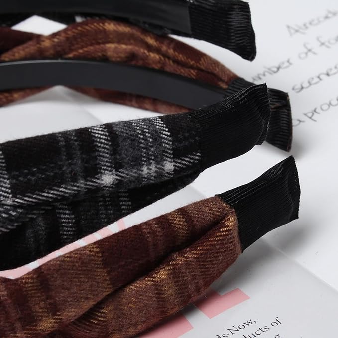 4 PK Braided Headband for Women Girls Plaid Hairband Fashion Non Slip Hairhoop Weaving Shape Winter Fall Headbands Hair Accessories