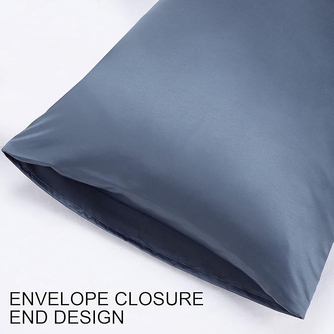 uxcell 2 Pack Silk Satin Pillowcase for Hair and Skin, Cool, Silky, Soft Breathable Pillow Cases King Size 20x36 Inch Sateen Pillowcase Slate Gray with Envelope Closure